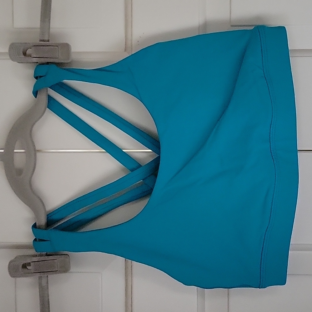 Lululemon womens blue racerback weave sports bra sz 4